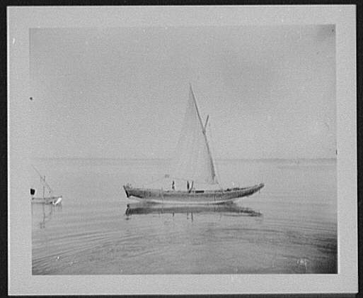 1894 photograph of a native Arab dhow at Suez, a traditional Indian Ocean trading vessel