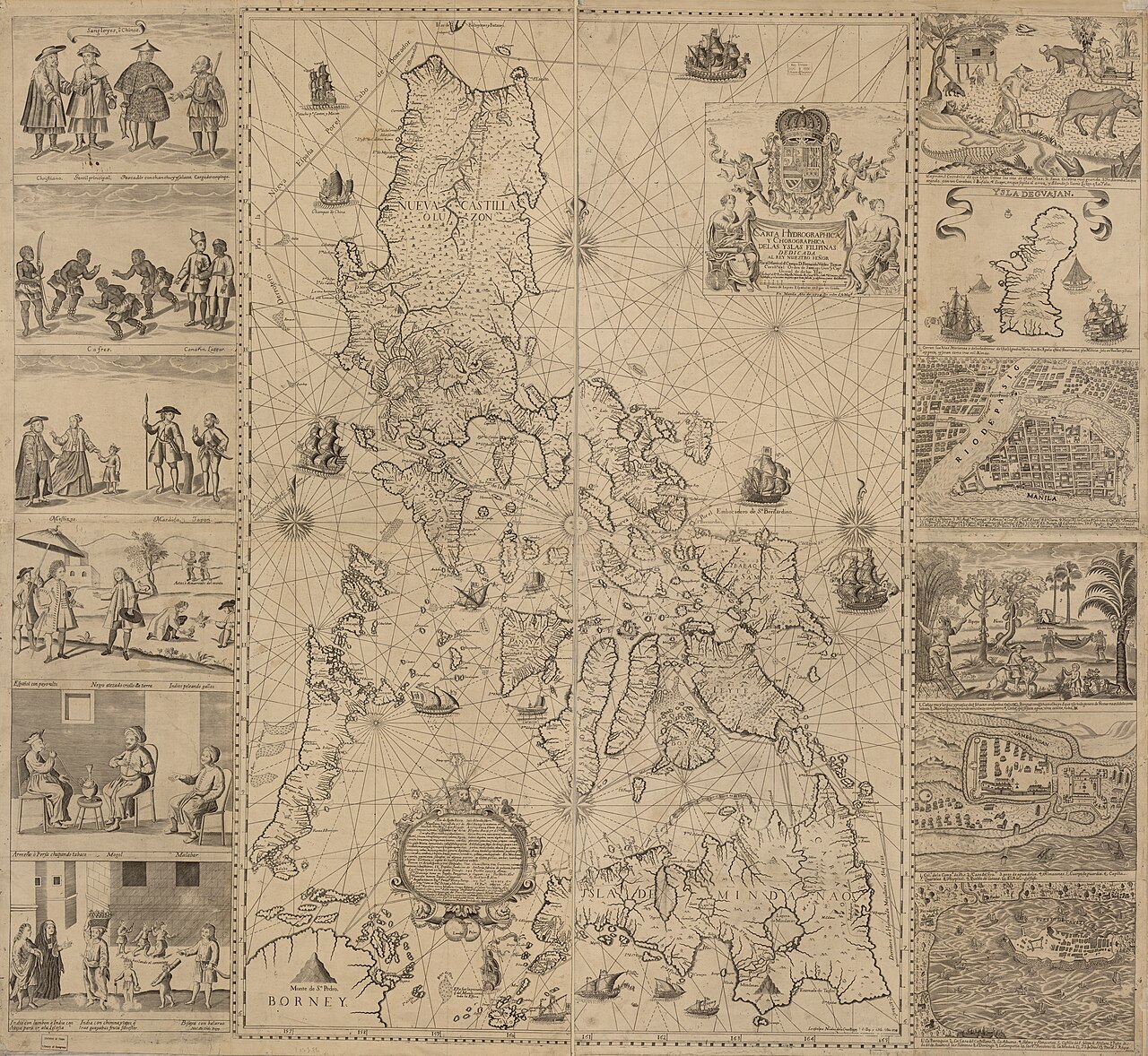 1734 map of the Philippine Islands showing maritime routes used by the Manila galleons